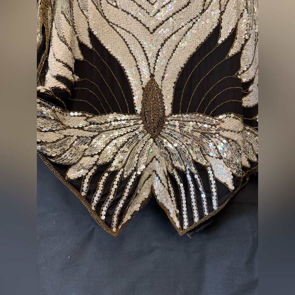 Vintage Sho Max Originals New York Glam 100% Silk Sequined top Butterfly Costume - Picture 8 of 11
